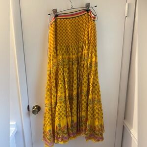 Vibrant Yellow Floral Maxi Skirt
